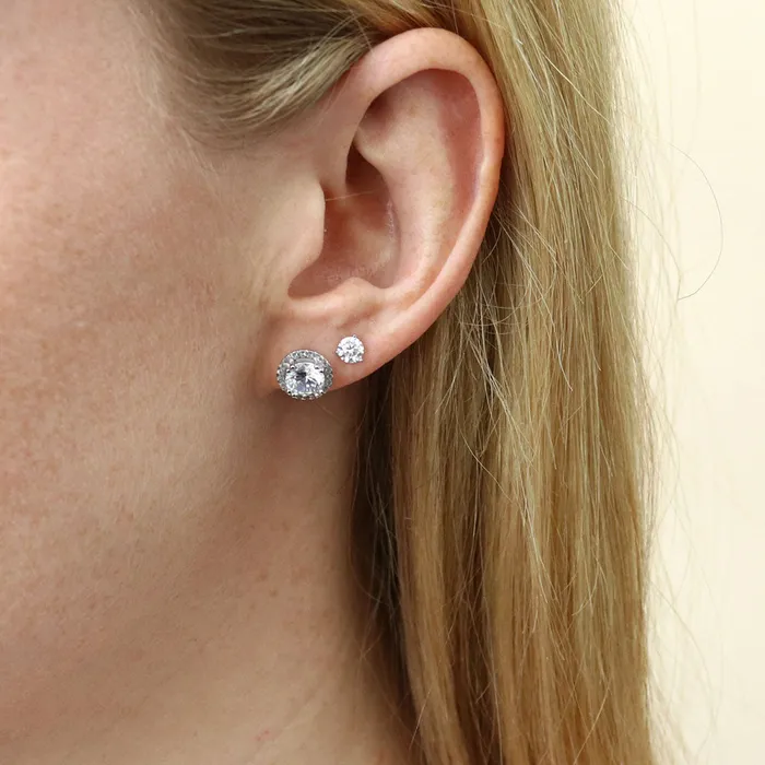 Earrings Solitaire CZ Stud Earrings in Sterling Silver BERRICLE