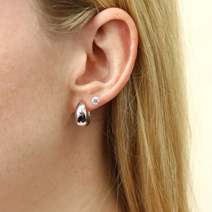 Earrings Solitaire CZ Stud Earrings in Sterling Silver BERRICLE