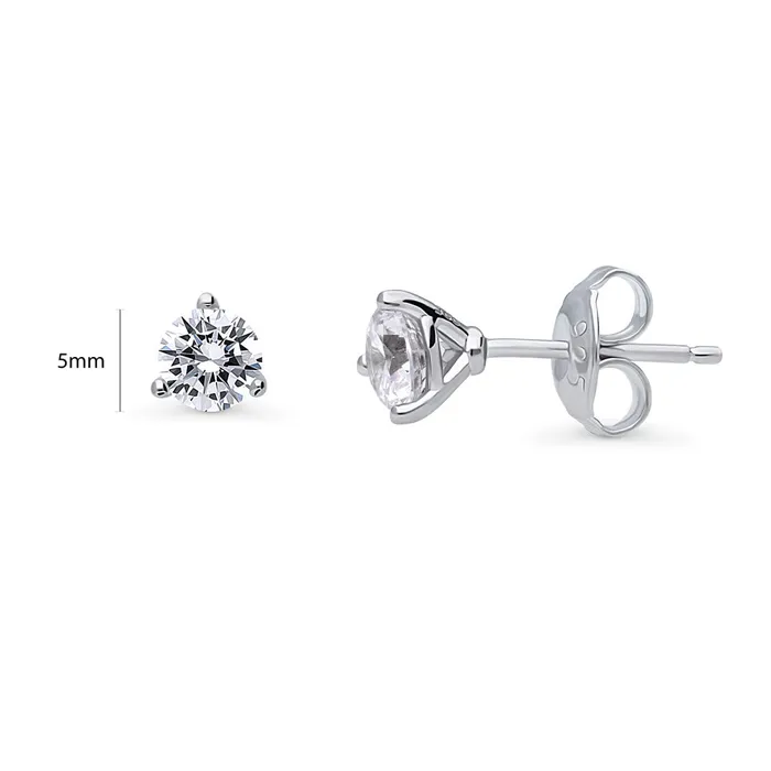 Earrings Solitaire CZ Stud Earrings in Sterling Silver BERRICLE