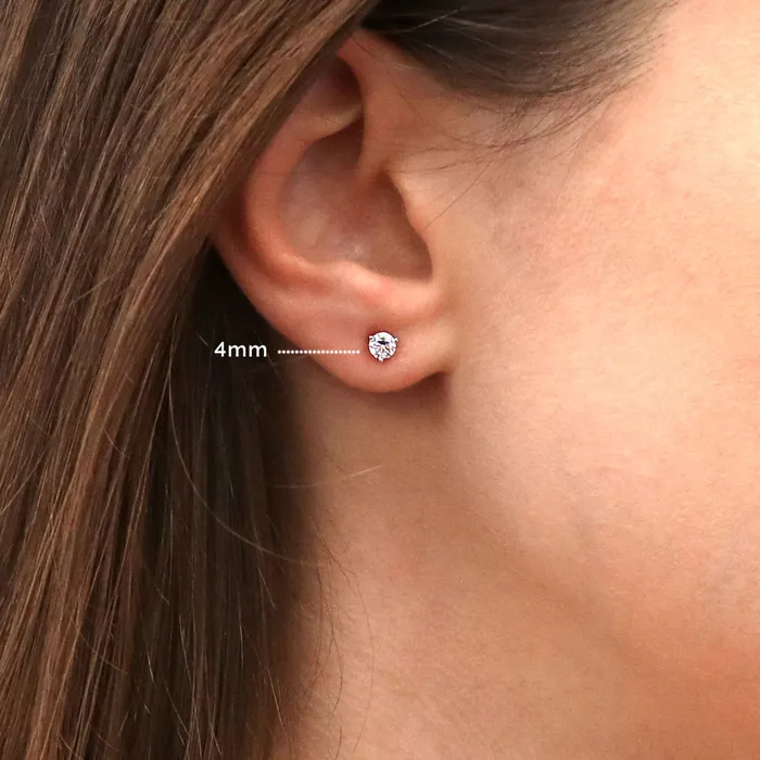 Earrings Solitaire CZ Stud Earrings in Sterling Silver BERRICLE