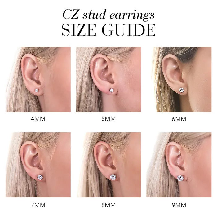 Earrings Solitaire CZ Stud Earrings in Sterling Silver BERRICLE