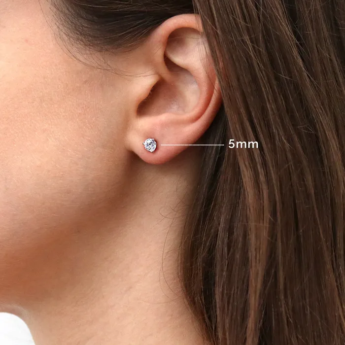 Earrings Solitaire CZ Stud Earrings in Sterling Silver BERRICLE