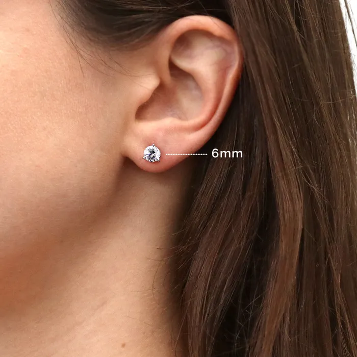Earrings Solitaire CZ Stud Earrings in Sterling Silver BERRICLE
