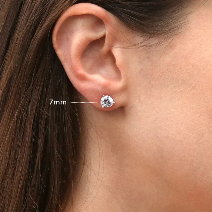 Earrings Solitaire CZ Stud Earrings in Sterling Silver BERRICLE