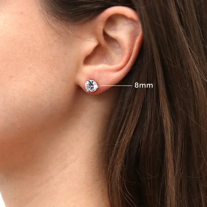 Earrings Solitaire CZ Stud Earrings in Sterling Silver BERRICLE