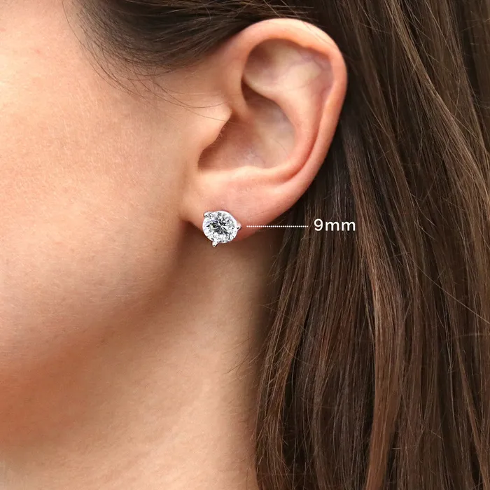 Earrings Solitaire CZ Stud Earrings in Sterling Silver BERRICLE