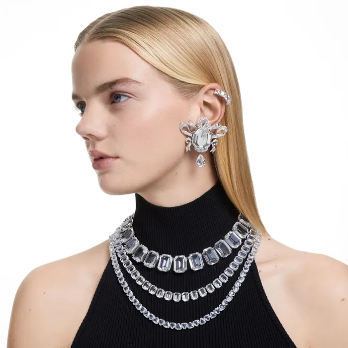 Earrings Swarovski Swarovski Millenia clip earrings Square cut White Rhodium plated