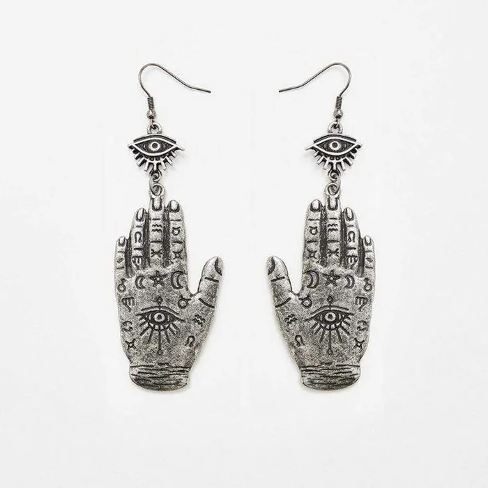 Earrings Vintage Evil Eye Hamsa Hand Drop Earrings wickedafstore