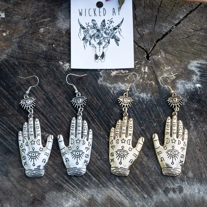 Earrings Vintage Evil Eye Hamsa Hand Drop Earrings wickedafstore