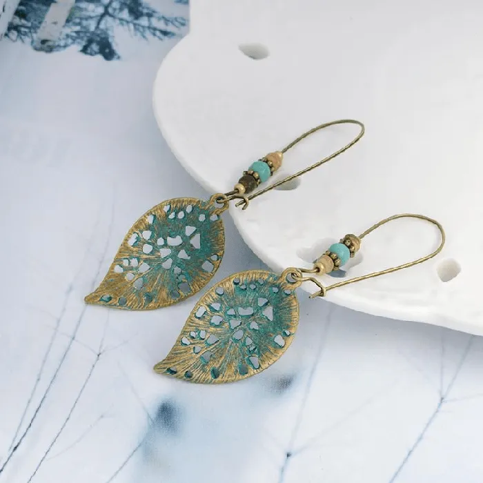 Earrings WickedAF Bronze Hollow Leaf Drop Earrings