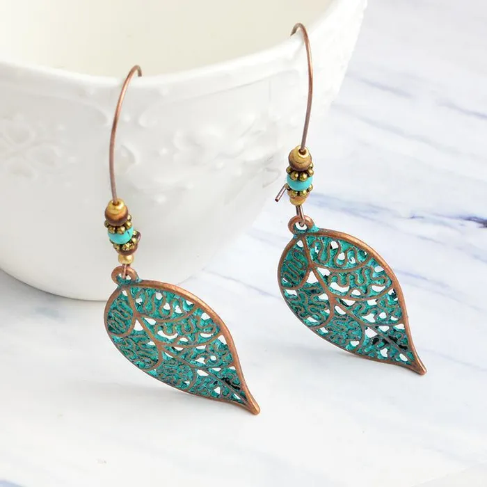 Earrings WickedAF Bronze Hollow Leaf Drop Earrings