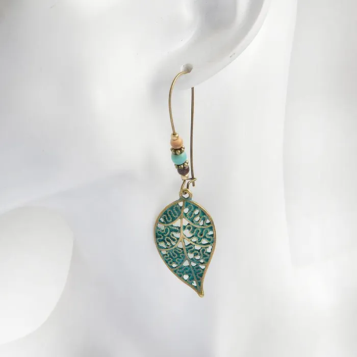 Earrings WickedAF Bronze Hollow Leaf Drop Earrings