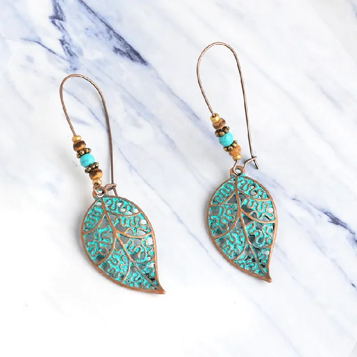 Earrings WickedAF Bronze Hollow Leaf Drop Earrings