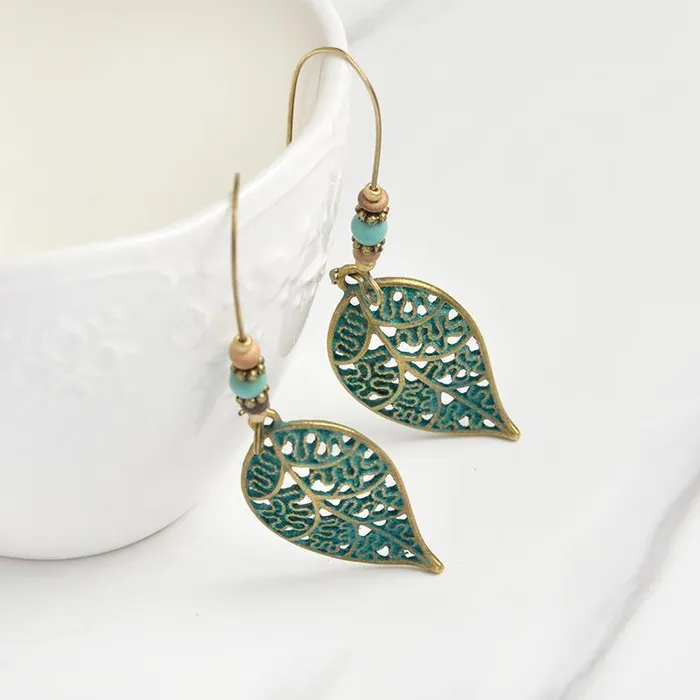 Earrings WickedAF Bronze Hollow Leaf Drop Earrings