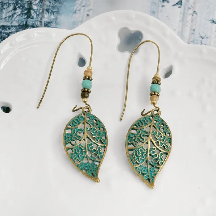 Earrings WickedAF Bronze Hollow Leaf Drop Earrings