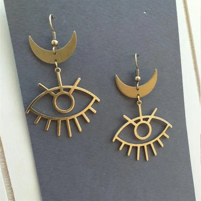 Earrings wickedafstore Moon Evil Eye Drop Earrings