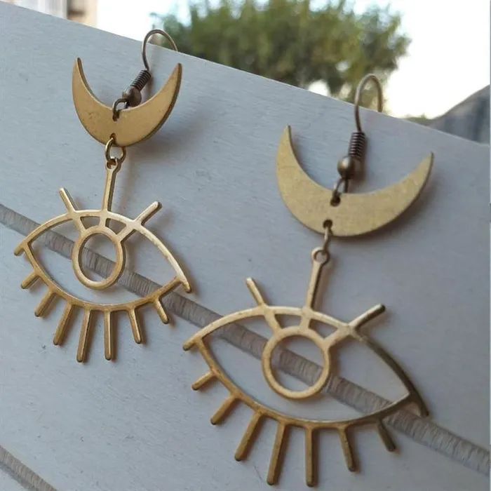 Earrings wickedafstore Moon Evil Eye Drop Earrings