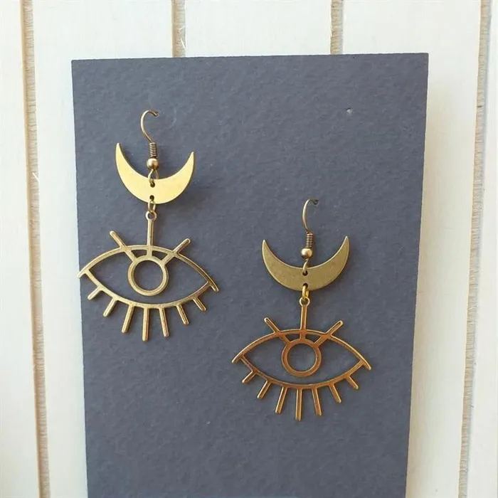 Earrings wickedafstore Moon Evil Eye Drop Earrings