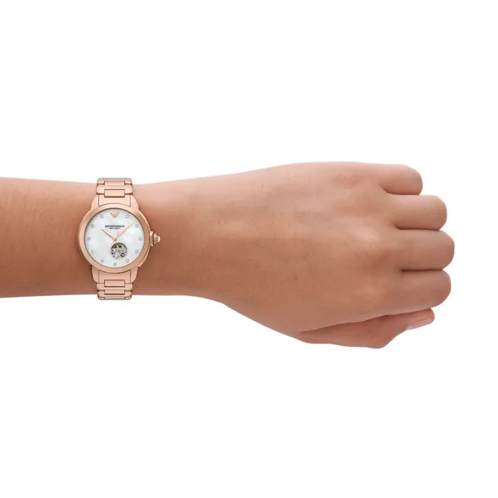 Emporio Armani Earrings Emporio Armani Womens Automatic Rose GoldTone Stainless Steel Watch