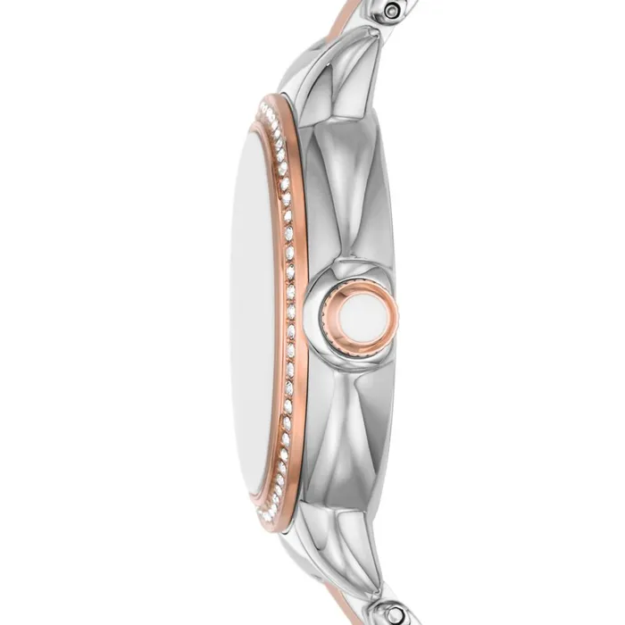 Emporio Armani Womens ThreeHand Silver trose Gold Stainless Steel Watch Emporio Armani Earrings