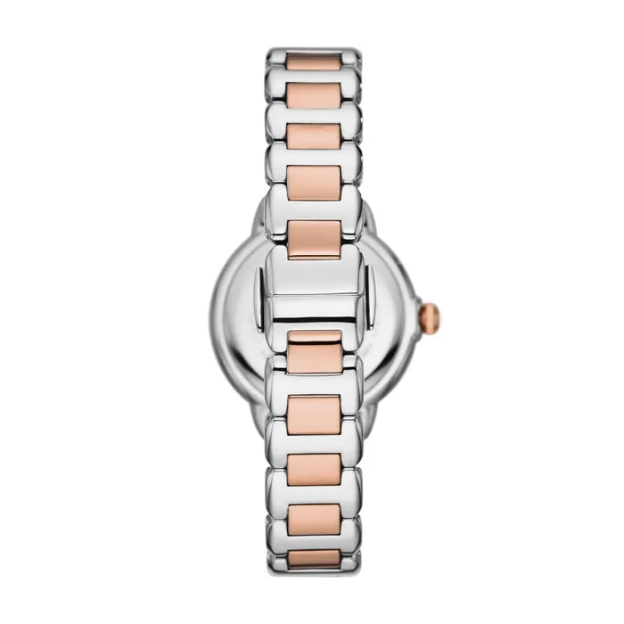 Emporio Armani Womens ThreeHand Silver trose Gold Stainless Steel Watch Emporio Armani Earrings