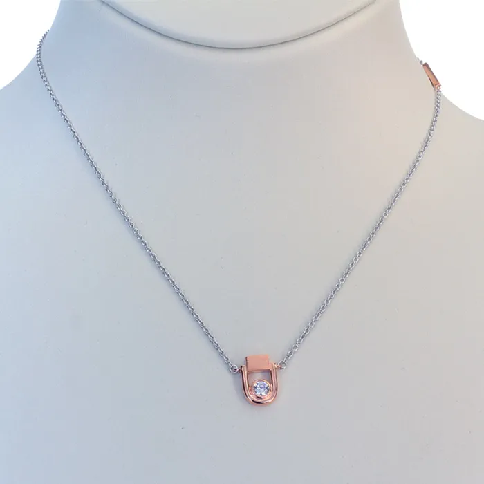 Esprit Necklace Silver Color Chain With Stone Rosegold Pendant 925 Silver Esprit Necklaces Esprit Necklace Silver Color Chain With Stone Rosegold Pendant 925 Silver Esprit Necklaces