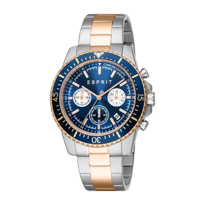 Esprit Watches Esprit Hudson Gents Blue Dial Stainlwess Steel Rose Gold Chronograph Watch Esprit Watches Esprit Hudson Gents Blue Dial Stainlwess Steel Rose Gold Chronograph Watch
