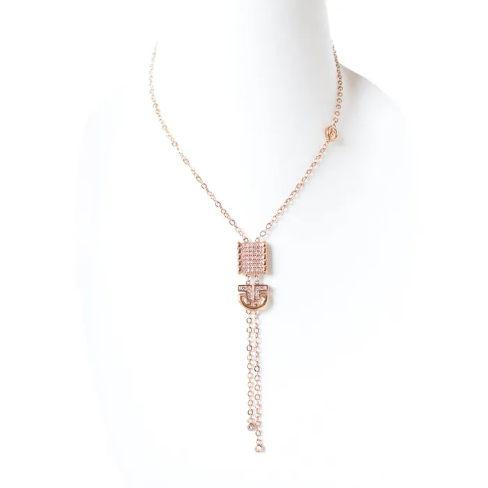 Ferre Milano Necklaces Ferre Milano Necklace Ip Rose Gold With Stone Square Design