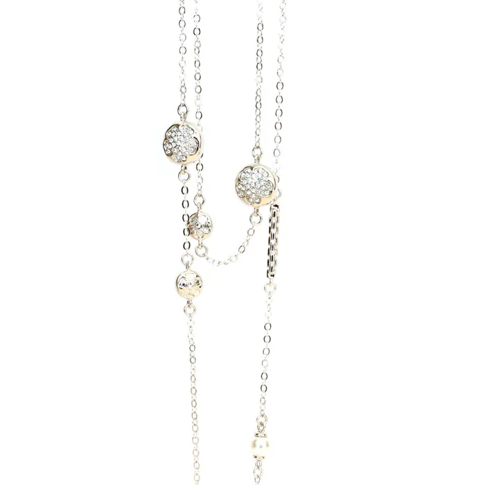 Ferre Milano Necklaces Ferre Milano Necklace Silver Color Round With Flower Design Pearl On Chain Ferre Milano Necklaces Ferre Milano Necklace Silver Color Round With Flower Design Pearl On Chain
