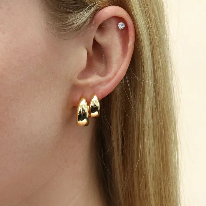 Flower CZ Stud Earrings in Gold Flashed Sterling Silver 2 Pairs BERRICLE Earrings