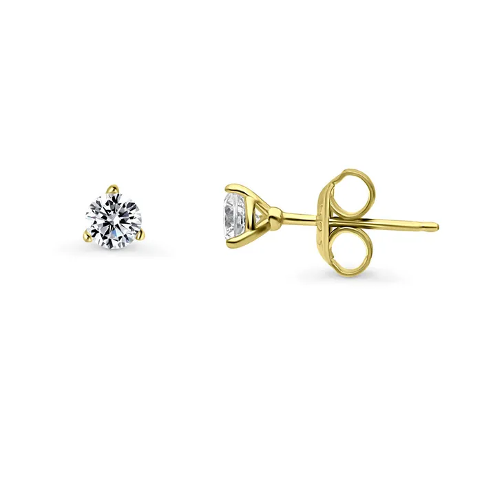 Flower CZ Stud Earrings in Gold Flashed Sterling Silver 2 Pairs BERRICLE Earrings