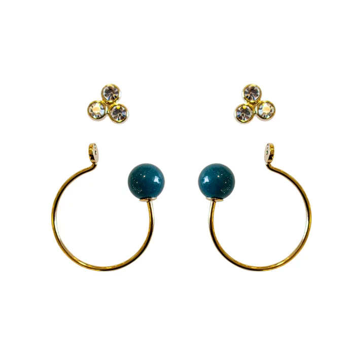 Fossil Earrings Base Metal With Zircon2 In 1 Gold Color Fossil Earrings