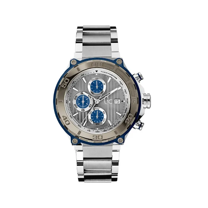 Gc Bracelets Gc Mens Chronograph Watch With Grey Dial Metal Bracelet
