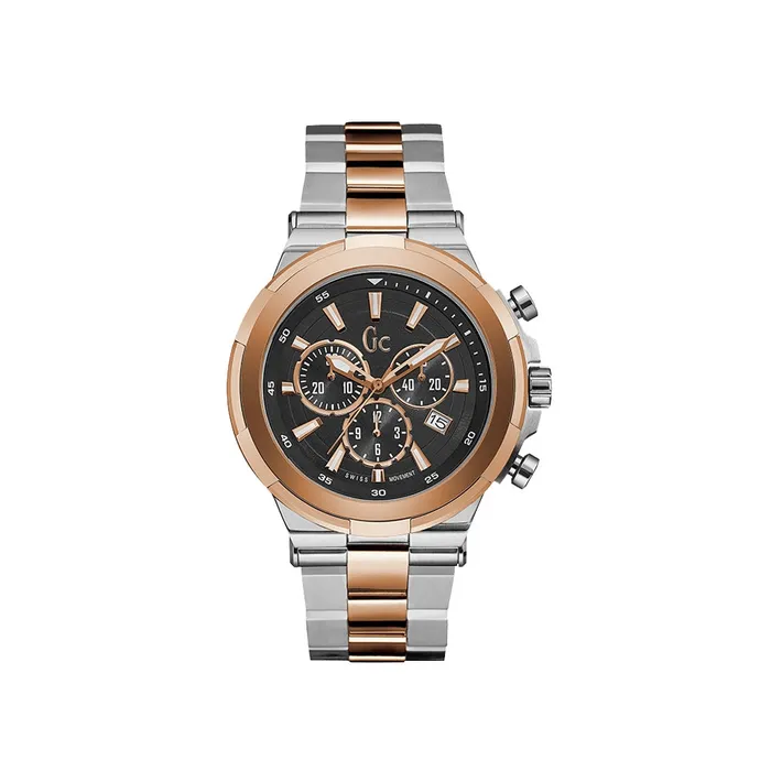 Gc Gc Mens 2Tone Chronograph Watch With Black Dial 2Tone Metal Bracelet Bracelets Gc Gc Mens 2Tone Chronograph Watch With Black Dial 2Tone Metal Bracelet Bracelets