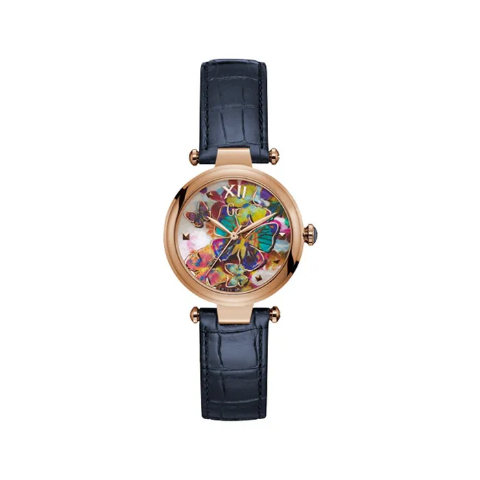 Gc Pure Chic Collection Ladies Watch With IP RG Case Blue Leather Strap Gc Watches Gc Pure Chic Collection Ladies Watch With IP RG Case Blue Leather Strap Gc Watches