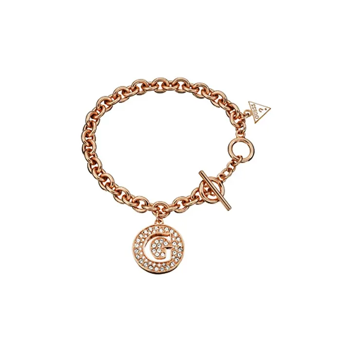 Guess Bracelets Guess Ladies Bracelet IP RG with Brand Logo Charm