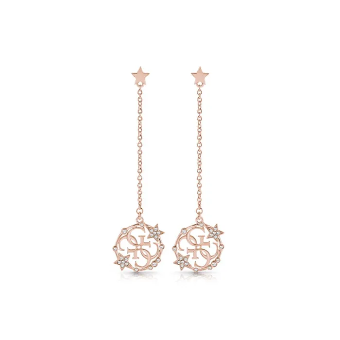 Guess Earrings GuessEarring Ip Rosegold With Circle Stars Pendant Design