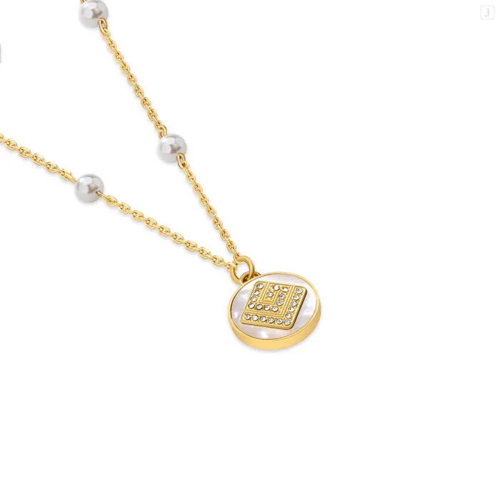 Guy Laroche Guy Laroche Gisele Ladies Gold Platec Necklace with Perls Crystals Necklaces