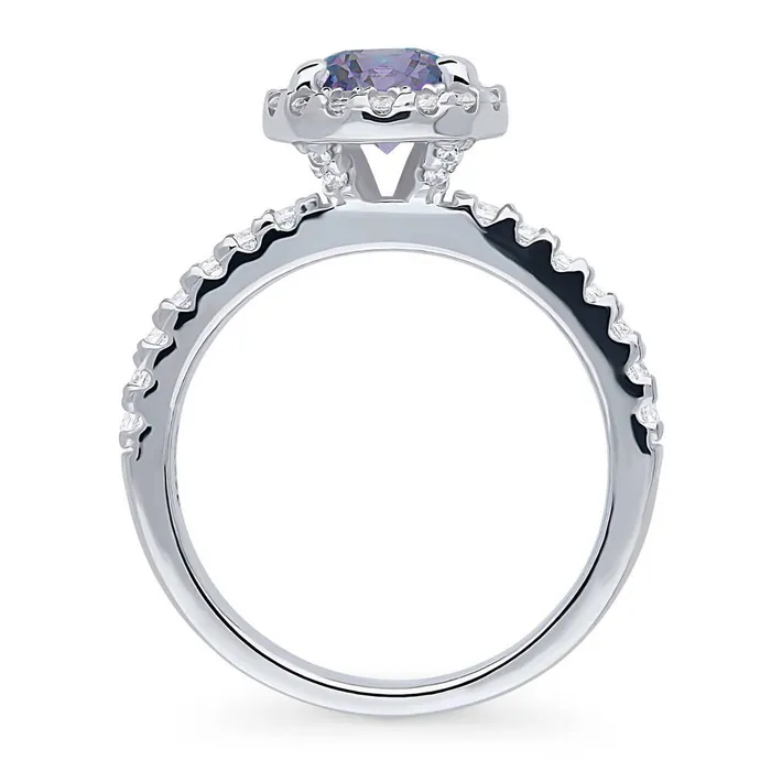 Halo Kaleidoscope Purple Aqua CZ Ring in Sterling Silver BERRICLE Rings