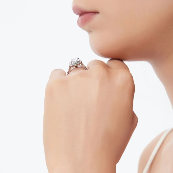 Halo Oval CZ Ring Set in Sterling Silver BERRICLE Rings