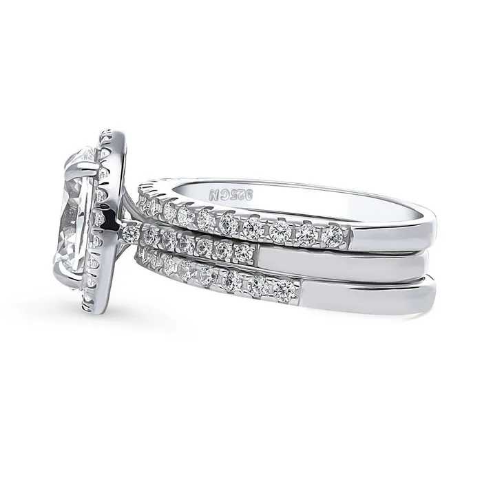 Halo Oval CZ Ring Set in Sterling Silver BERRICLE Rings