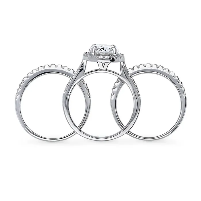 Halo Oval CZ Ring Set in Sterling Silver BERRICLE Rings