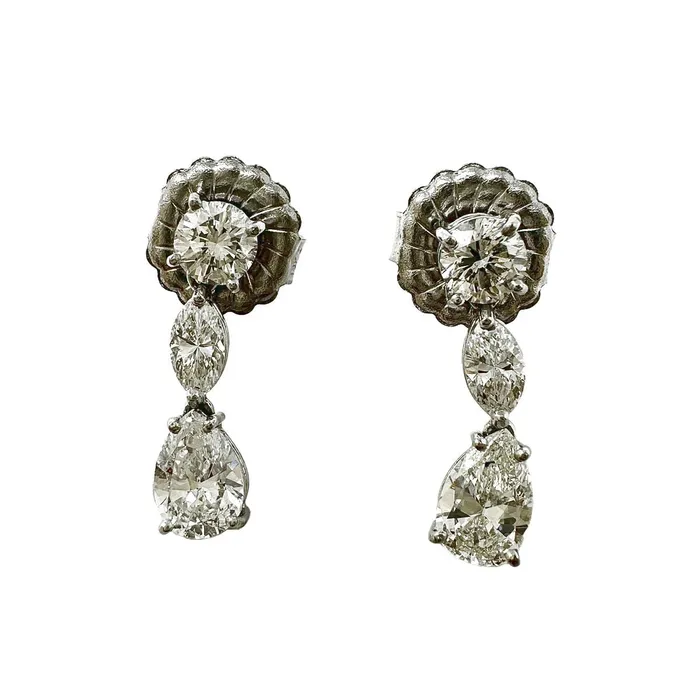 Jewelry Earrings Platinum and 14K18K Gold Diamond Drop Earrings