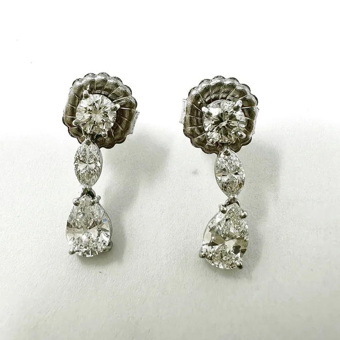 Jewelry Earrings Platinum and 14K18K Gold Diamond Drop Earrings