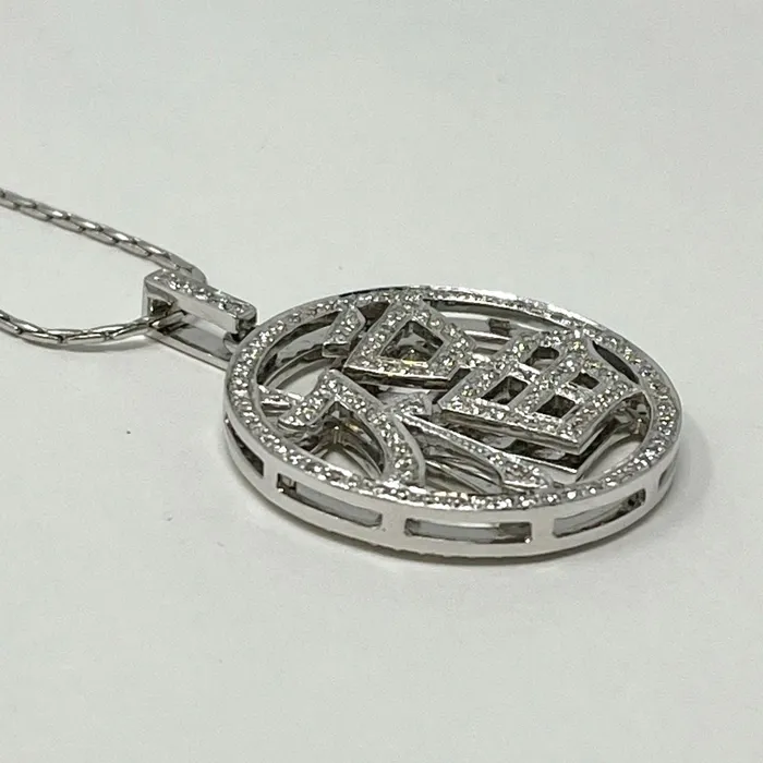 Jewelry Necklaces 14K White Gold 18 Necklace with Diamond Fortune Pendant