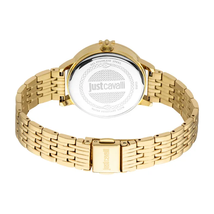 Just Cavalli Bracelets Just Cavalli Womens Gold Color Watch with Silver Dial and Gold Metal Bracelet