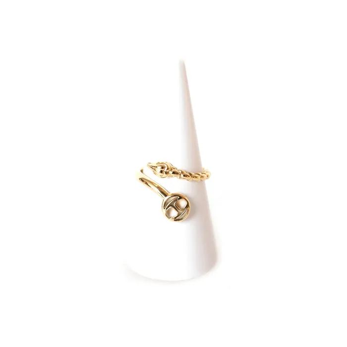 Just Cavalli Rings Just Cavalli Ring Ip Gold Open Style With Snake Head Jc Logo Both Edge Size 8