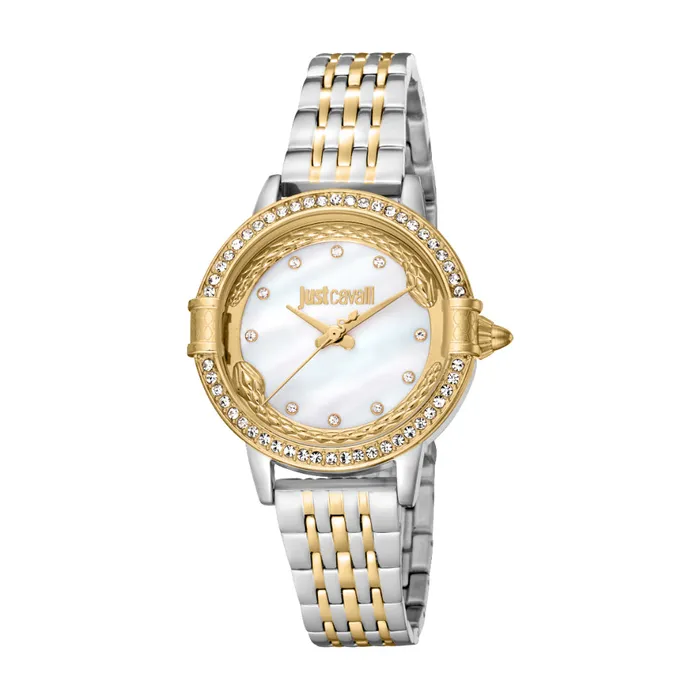 Just Cavalli Womens Two Tone Silver Gold Color Watch with White MOP Dial Just Cavalli Rings Just Cavalli Womens Two Tone Silver Gold Color Watch with White MOP Dial Just Cavalli Rings