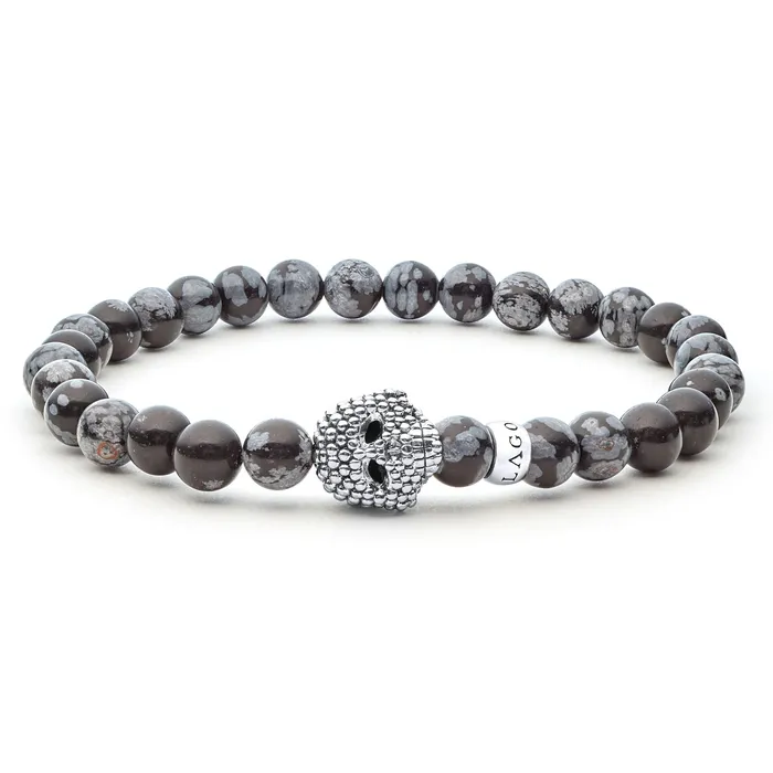LAGOS Bracelets Anthem Snowflake Obsidian Skull Bracelet