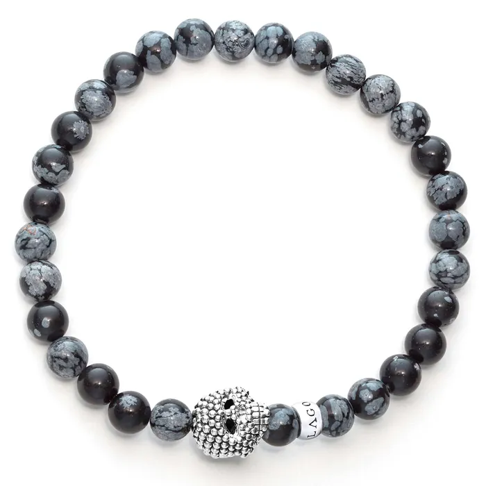 LAGOS Bracelets Anthem Snowflake Obsidian Skull Bracelet LAGOS Bracelets Anthem Snowflake Obsidian Skull Bracelet